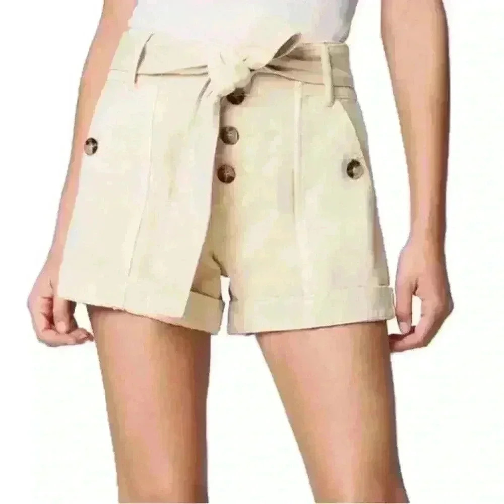 Blanknyc Twill Paperbag Shorts Ivory Sz 31 Far Away NWT - Picture 1 of 8